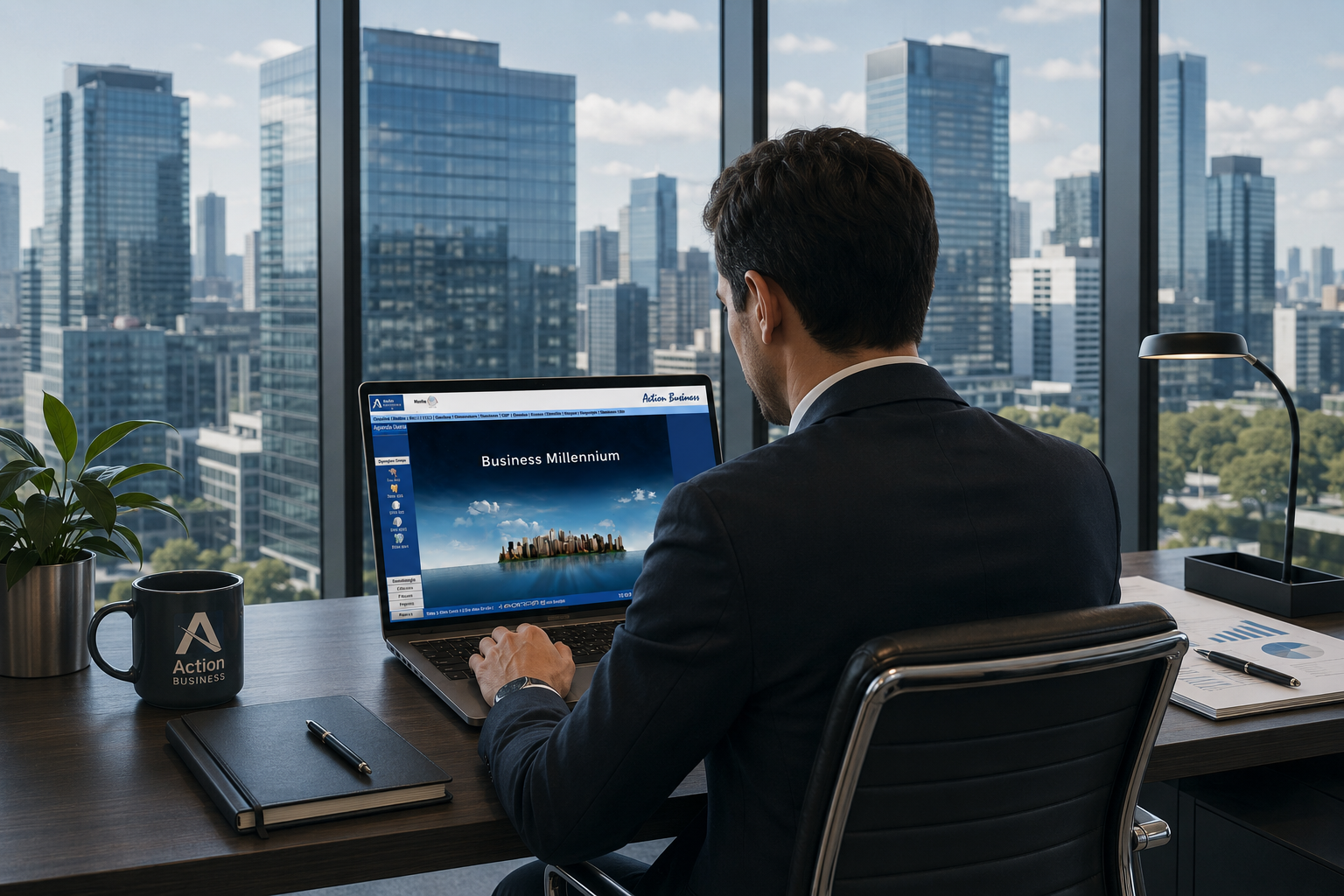 Business Millennium sendo utilizado para gerenciar uma empresa